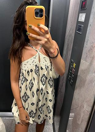 Мини платье летнее zara с заклепками