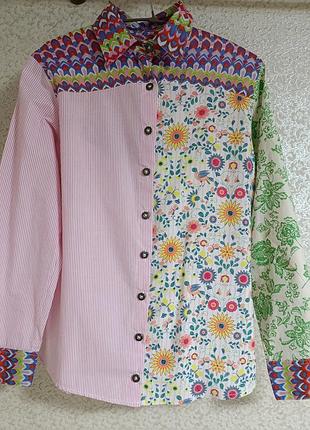 Retro винтажная винтаж vintage женская рубашка блузка 80-х полоска цветочный принт, retro