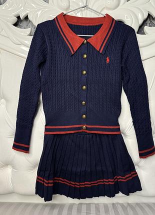 Новый женский трикотажный костюм polo поло и юбка кардиган