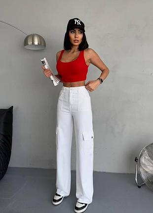 Стильні джинси карго білого кольору