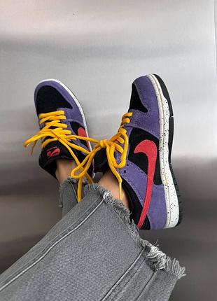 Женские кроссовки nike sb dunk purple / pink / yellow premium