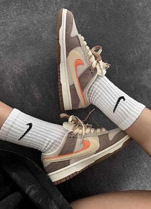 Женские кроссовки nike sb dunk ́85 double swoosh brown / orange premium