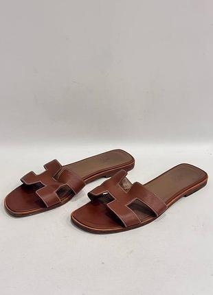 Шкіряні шльопанці hermes oran