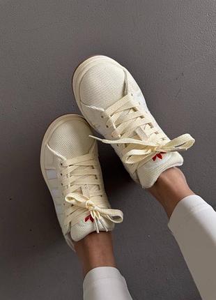 Женские кроссовки adidas campus cream / white red premium
