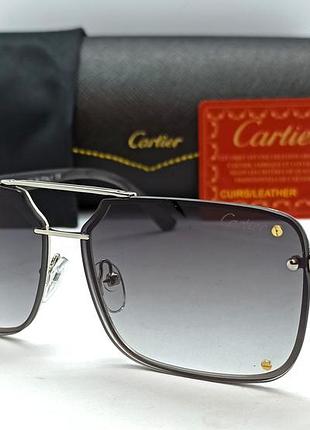 Cartier очки мужские солнцезащитные модные серый градиент в серебристом металле