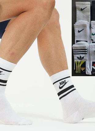 Спортивные высокие носки nike/найк/puma/adidas/ck - 1 пара (белые, чорные)