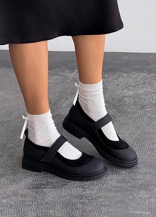 В наявності та під замовлення туфлі натур шкіра + натур замш чорні 36-41р