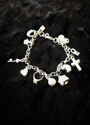 Браслет посеребренный с шармами