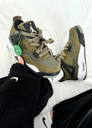 Женские кроссовки nike air jordan 4 👕 retro “craft olive”  premium