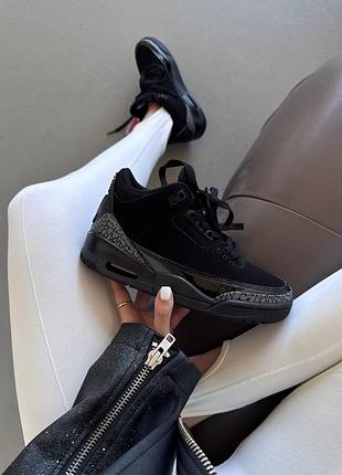 Женские кроссовки nike air jordan retro 3 black cat” premium