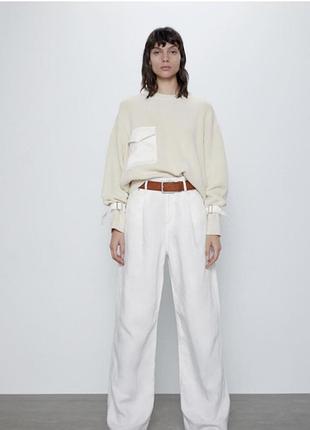 Бежевый кремовый свитер хлопок zara