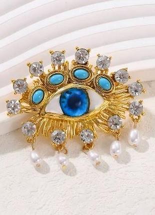 Вишукана брошка око, брошка в стилі schiaparelli, брошка оберіг око