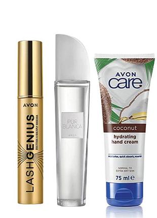 Набір avon  "солодкі моменти" для неї з 3-х продуктів з ароматом pur blanca (ейвон пур бланка)