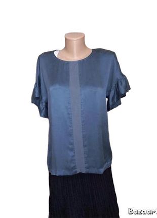 100% шелк! шикарная шелковая блуза с воланами на рукавах бренд one two & luxzuz