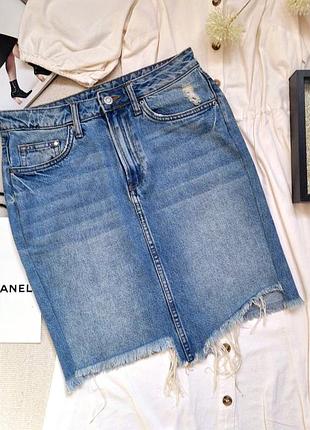 Джинсова спідниця & denim з асиметричним низом розмір м
