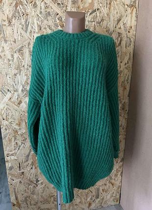 Женский, удлиненный, вязаный свитер. туника.