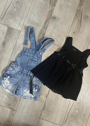 Джинсовый комбенизон шорты