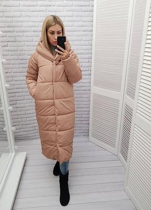Женский зимний пуховик персикового цвета / пальто - пуховик персикового цвета / распродаж зимних курток