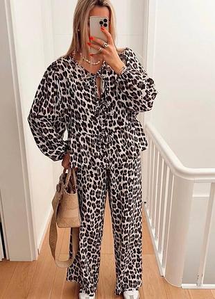 Женский муслиновый костюм двойка лего принт