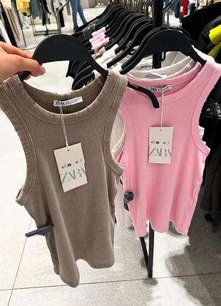 Майка в рубчик zara