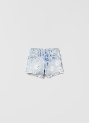 Джинсовые шорты для девочки 11-12 лет zara размер 152 голубые оригинал