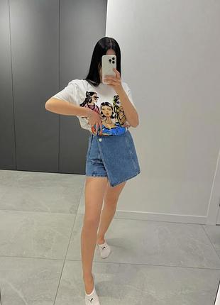 Спідниця-шорти джинсова синя блакитна stradivarius