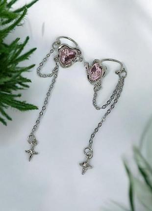 Сережки корейські серця
