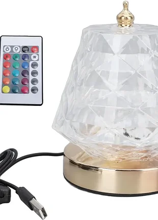 Настольная лампа crystal с 16 цветами rgb, ночник с usb и пультом дистанционного управления, светоди