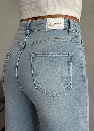 Женские джинсы wide leg свет голубые, прямые, базовые, классические, трубы, расширенные, широкие, высокая посадка, туречна, синие8 фото