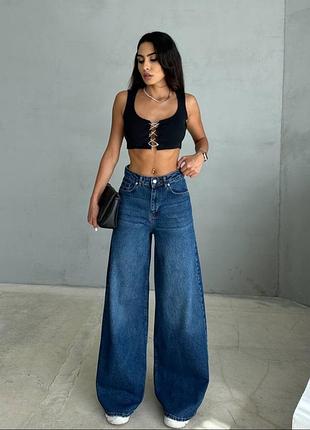 Женские широкие джинсы extra baggy fit синие, базовые, классические, багги, палаццо, расширенные, высокая посадка, туречевичка