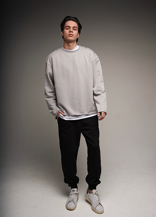 Рваний оверсайз костюм dud сірий світшот чорні штани