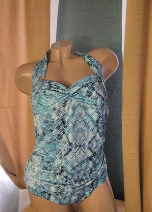 Цельный купальный для беременных голубого цвета