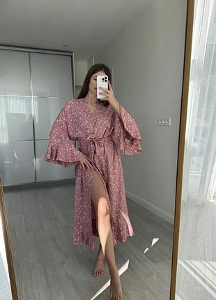 Платье с воланами из струящегося хлопка в цветы 🌸✨