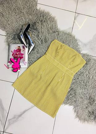 Горчичное платье бандо в полоску saint genies