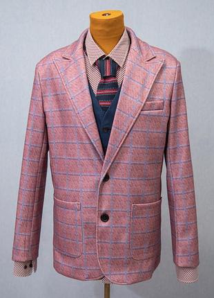 Рожевий блейзер у клітинку, slim fit ✂️r.p.c.(china) 📍розмір l