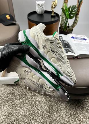 Чоловічі кросівки lacoste l003 2k24 beige white green
