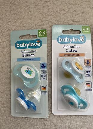 Силіконові та латексні пустушки babylove від 0 до 18м