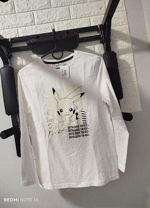 Лонгслив белый покемон 146 см primark для парня
