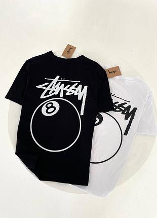Футболка stussy 8 ball/ футба стуссі 8 бол чорна/ біла