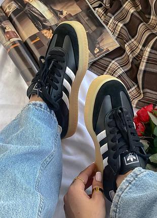 Кроссовки adidas dress samba xlg black white gum