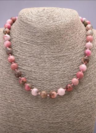 Бусы из натурального камня родохразит