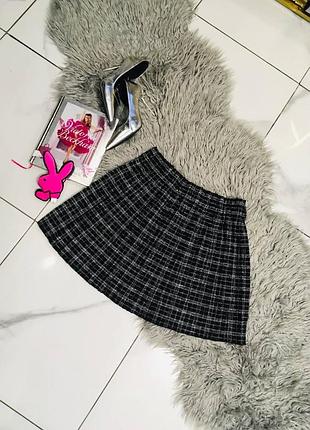 Щільна картата спідниця в складку shein