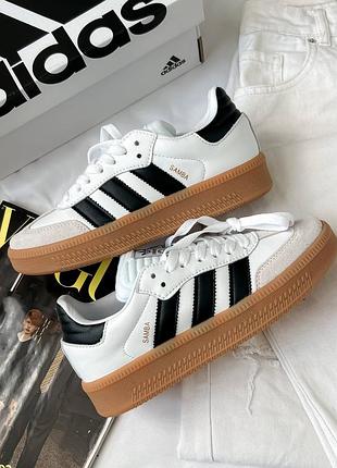 Кроссовки adidas samba xlg white/black gum platform