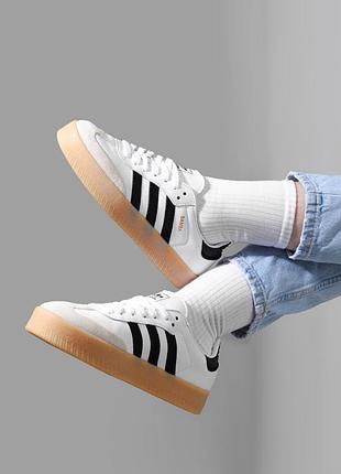 Кроссовки adidas samba white black gum sole platform7 фото
