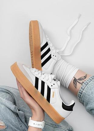 Кроссовки adidas samba white black gum sole platform5 фото