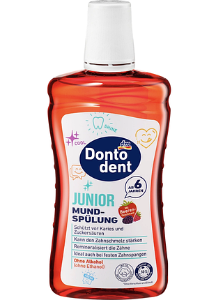 Дитячий ополіскувач ротової порожнини від 6 років (ягідний смак) dontodent mundspülung junior, 500 m