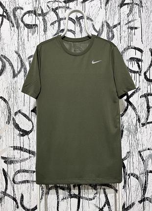 Футболка nike dri-fit, оригінал, хакі, повсякденна, легка, для тренувань, з лого, бершка, кроп