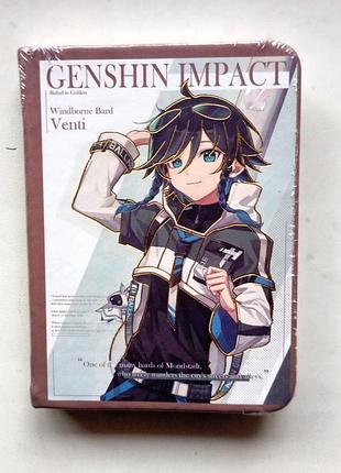 Блокнот геншин імпакт венті /  скетчбук венти з золотими вставками а7 / genshin impact аніме