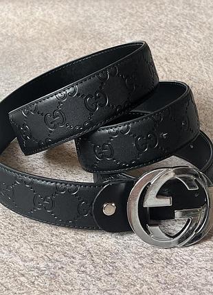 Чоловічий чорний шкіряний ремінь gucci оригінал шкіра ремінь гучі