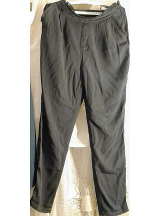 Черные брюки с м 10 летние тонкие натуральные, шифон, зауженные, деловой стиль, карманы